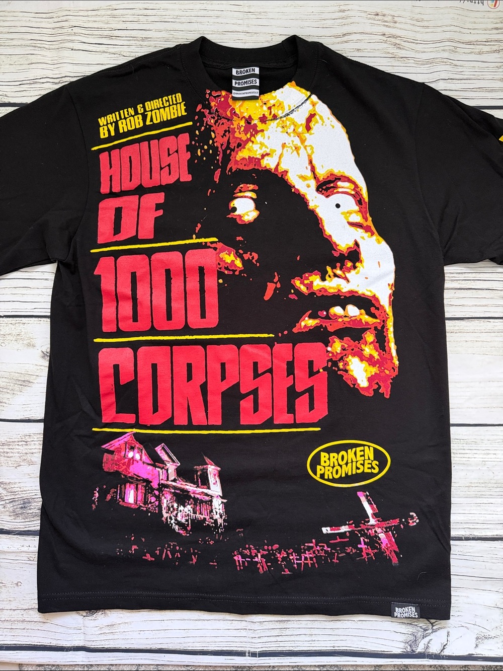 Broken Promises Men’s Black "House of 1000 Corpses" Rob Zombie Graphic Tee L